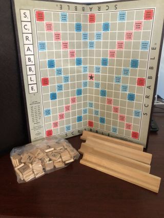 Vintage Scrabble Board Game 1953 Selchow & Righter Full Set