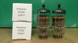 Factory Matched Pair Amperex 12au7 Ecc82 Holland For Tektronix Vacuum Tubes