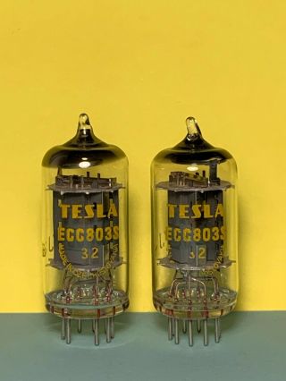 2 X Ecc803s Tesla E83cc/12ax7 & Nos || Matched || Date 1968 ||