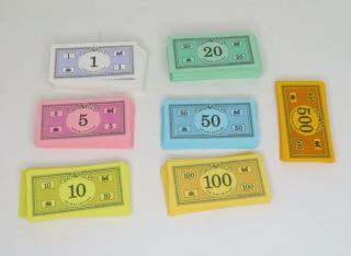 1998 Monopoly Deluxe Edition Replacement Play Money Bills Monopoly Money