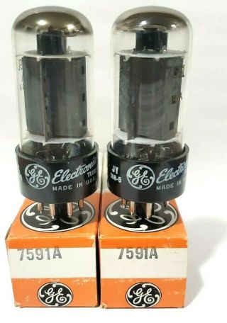 Date Matching Pair Ge 7591 A Vacuum Tubes / Nos On Calibrated Tv - 7