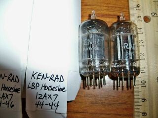 2 Strong Matched Ken - Rad Black Plate Horseshoe Getter W 2 Dimples 12ax7 Tubes