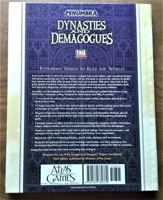 Atlas Games DYNASTIES and DEMAGOGUES AG3220 RPG Sourcebook 2