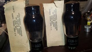 1940s Perfect Nos Nib Matched Pair Pair Ken - Rad 6b4g Black Glass Tube Tv - 7