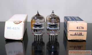 Matched Pair Western Electric NOS/NIB 5842/417A tubes D - getter - Test NOS 2