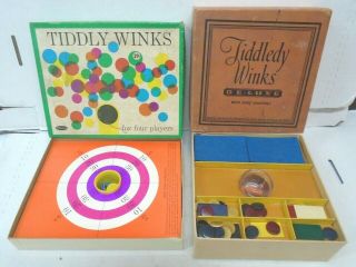 2 Vintage Tiddledy Tiddly Winks Games Incomplete Parts Milton Bradley Whitman
