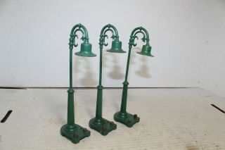 Set Of 3 Lionel Prewar 58 Peacock Green Lamp Posts