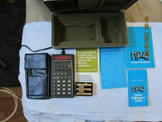 Vintage Hp - 45 Calculator With Hard Case,  All Manuals.  Adapter,  Pouch,  Shape