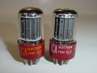 2 Vintage 1960 Rca 5691 Red Base 6sl7 Triple Mica Dd Matched Amplifier Tube Pair