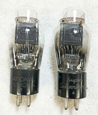 Nos Test Matched Pair (gm) Early National Union Type 45 Triode Tubes (416)