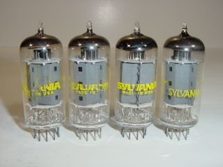 4 Vintage NOS 1960 ' s Sylvania 7868 3 - Hole Fisher Bogen Amplifier Tube Quad NIB 3