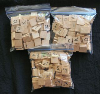 Scrabble Board Game Replacement Crafting Art 300 Letter TILES ONLY 2