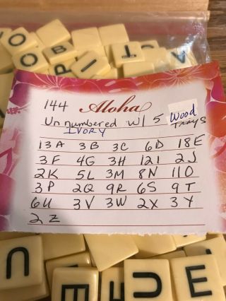 144 Plastic Ivory Scrabble Tiles No Numbers 5 Wood Trays For Crafts 2