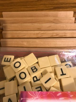 144 Plastic Ivory Scrabble Tiles No Numbers 5 Wood Trays For Crafts 3