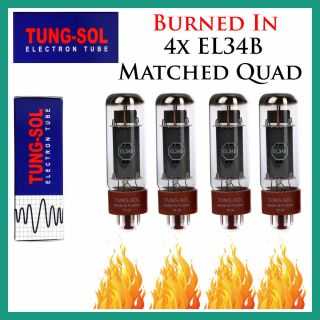 4x Tung - Sol El34b / El34 | Matched Quad / Quartet / Four Tubes | Burned In