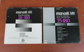 2 Maxell Ud 35 - 180 10 1/2 Inch Metal Reel To Reel Recording 1/4 " Tape / 1