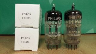 Philips Amperex 12at7 Ecc81 D - Foil 1959 Holland Tk1 Vacuum Tubes