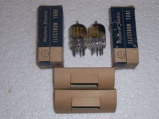 2 Western Electric 417a Radio Vacuum Tubes Square Getter Dated 10/57,