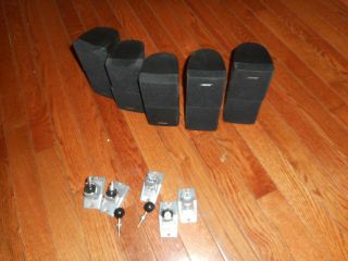 5 Bose Double Acoustimass Black Speakers With Brackets