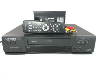 Mitsubishi Hs - U530 Vcr Plus Vhs Cassette Recorder Player 4 - Head Hi - Fi & Remote
