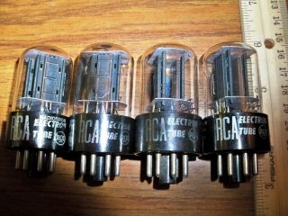 4 Strong Matched Rca Black Plate Side D Getter 6sn7gtb Tubes