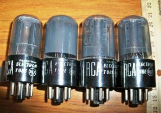 4 Strong Matched Rca Smoked Glass Black Plate Bottom D Getter 6sl7gt Tubes