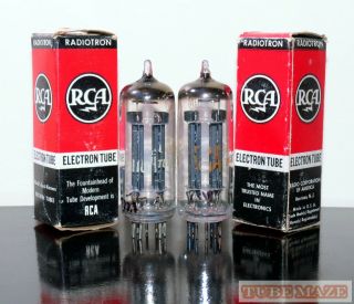 Rare Matched Pair Rca 12bh7 Black Plates Tube Dimpled - Getter - 1950s