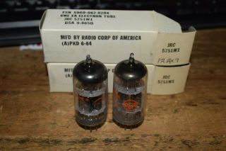 2 Vintage Nos 1964 Rca Jrc - 5751w1 Tubes Matching Code Dates Test Great Tube Amp