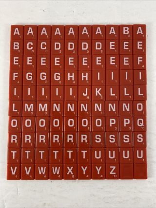 100 Red Plastic Scrabble Letter Tiles From 2014 Scrabble Electronic Scoring Game