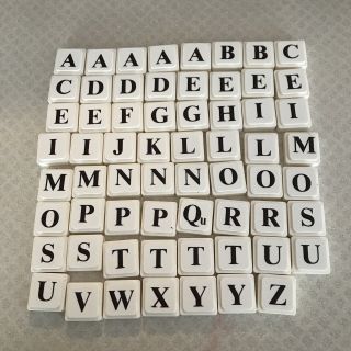 Upwords 63 Plastic Letter Tiles Only 1988 Board Game Brown White Crafts Words