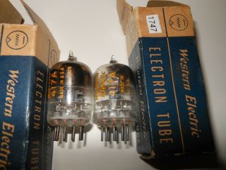 Matched Pair Western Electric 417a Vacuum Tubes Test Nos Hickok 539c
