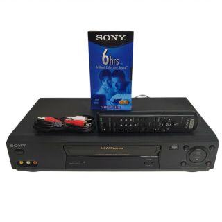Sony Slv - N77 Vhs Vcr Video Cassette Recorder With Remote Cable Tape Hi Fi Stereo