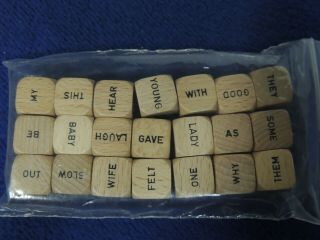 1971 Scrabble Sentence Cube Game Word Combination Letter Wood Dice Crafts 2
