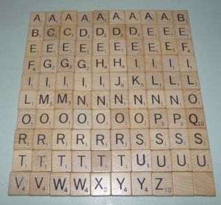 100 Wooden Scrabble Letters Tiles 1989 Scrapbooking Arts Crafts Jewelry