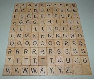 100 Wooden Scrabble Letters Tiles 1989 Scrapbooking Arts Crafts Jewelry 2