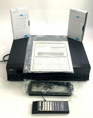 Vintage Jvc Vcr Vhs Hr - D320u Video Recorder With Memorex T - 120 Rv Vhs And Remote