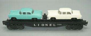 Lionel Postwar O - Gauge 6424 Automobile Flat Car With Two Cars
