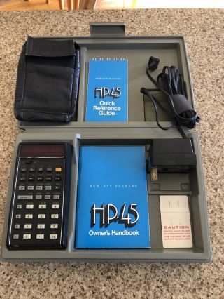 Vintage Hewlett Packard Hp - 45 Calculator With Case.