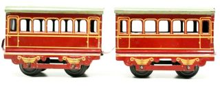 Vintage Pre - War Karl Bub (kbn) Tin Lithographed Small 0 - Gauge Passenger Coaches