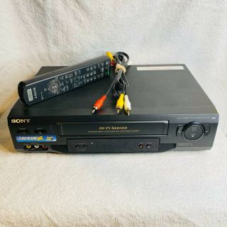 Sony Slv - N51 4 - Head Hi - Fi Stereo Vcr - Black With Remote And Av Cables Vhs
