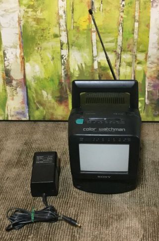 Vintage Sony Color Tv Watchman Am/fm Radio - Black Model Fdt - 5bx5
