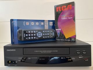 Daewoo Dv - T5dn Vcr With Remote Vhs Player Cassette Recorder Hi - Fi 4 Head,  Remote
