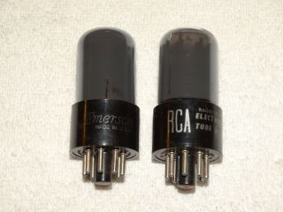 2 X 6sn7gt Rca Tubes Smoked Glass Strong Pair 1949
