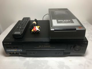 Sony Slv - N51 Hi - Fi Stereo Vcr Vhs Player W/remote/cable & Vhs Rewinder,