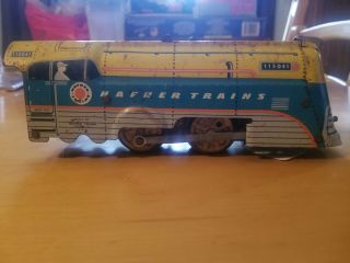 Hafner Trains - Very Vintage 1940s ? Wind - Up Blue/yellow Locomotive 115041