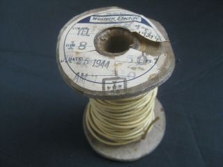 Western Electric 18 Ga Yellow Cloth Copper Single Wire 50 Ft Spool Nos 1944
