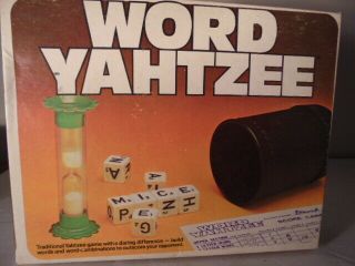 Word Yahtzee Board Game Replacement Parts 6 Dice 2 Cup Instructions Rules Box