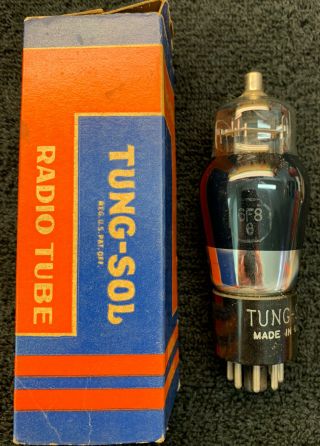 1 Nos Nib Tung - Sol 6f8g Black Glass Audio Tube Usa 1950 
