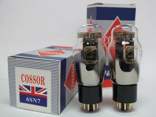 One Matched Pair Cossor 6sn7 Audio Tubes Gold Pins,  Black Plate Twin Getters