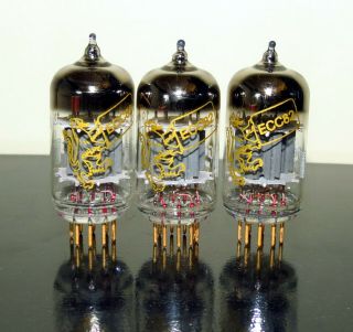 Matched Trio (3) Genalex ECC82/12AU7/B749 tubes Gold Pins - Russia 2